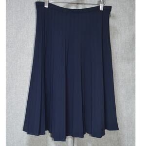 St. John Collection Navy Pleated A-Line Skirt 6
